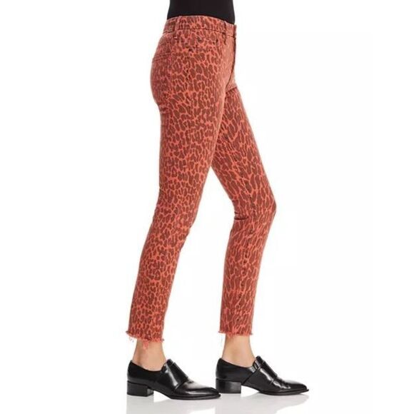 MOTHER Looker High-Rise Leopard Ankle Fray Skinny Jeans in Animal Attraction Siz - Picture 4 of 12